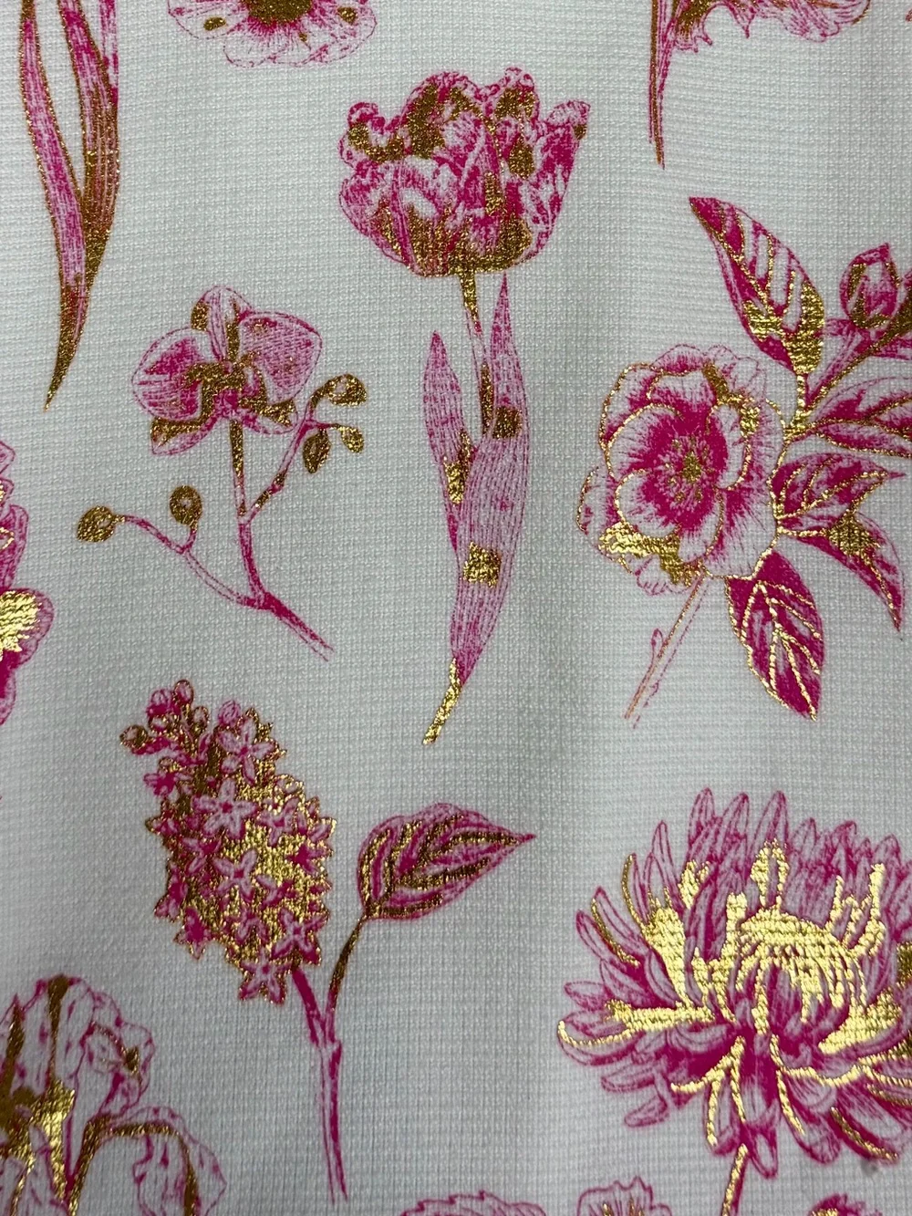 WC Pink White Gold Metallic Floral Cotton Tea Kitchen Towels 2pk
